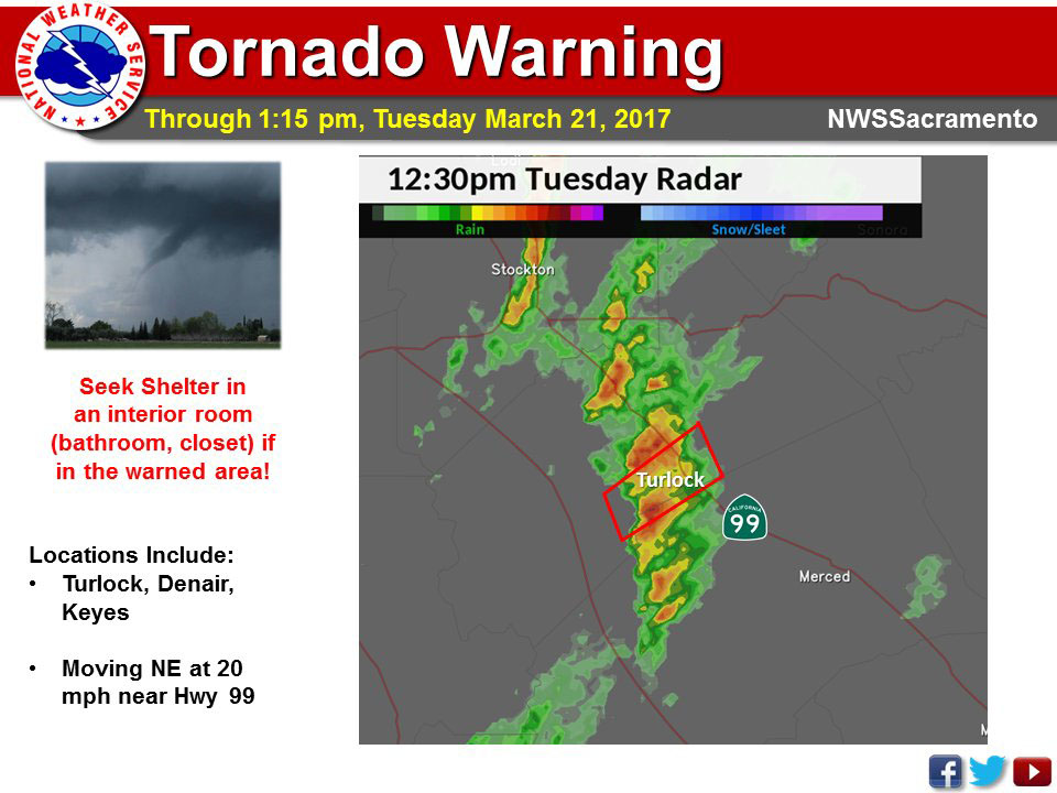 Tornado Warnings Issued For Multiple California Counties