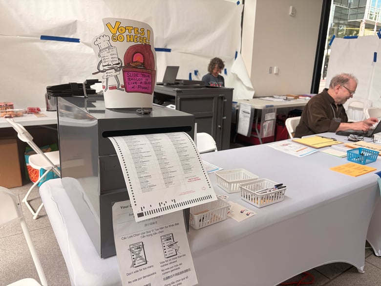 Voting booths are set up at an early vote center inside the California Museum in downtown Sacramento on May 27, 2026. Voting booths are set up at an early vote center inside the California Museum in downtown Sacramento on May 27, 2026.